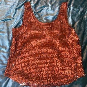 Bronze sequin tank top